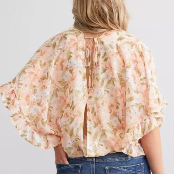 DAYTRIP FOR BUCKLE MS SIZE X-LARGE FLORAL PRINT CHIFFON SWISS DOT BLOUSE - Picture 2 of 10